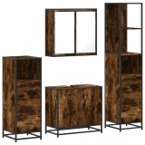 Cumpara ieftin Set de mobilier de baie 4 piese Lemn prelucrat de stejar afumat
