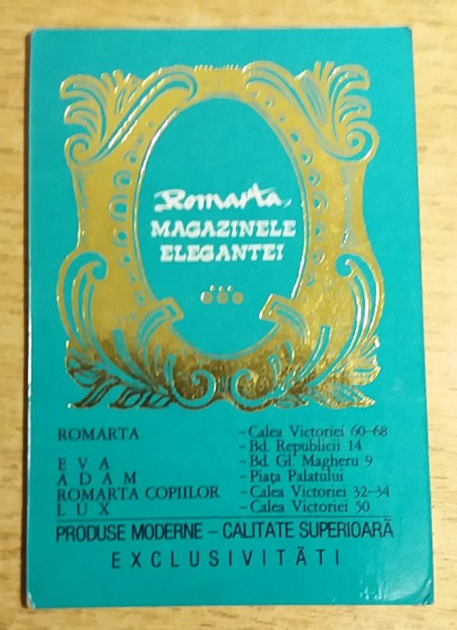 C9 10 - 1975 - Calendare de buzunar - reclama magazinele Romarta
