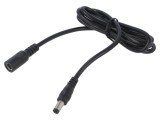Cablu DC 5,5/2,5 mm2 cu mufă și soclu drept negru 2x0,5mm2