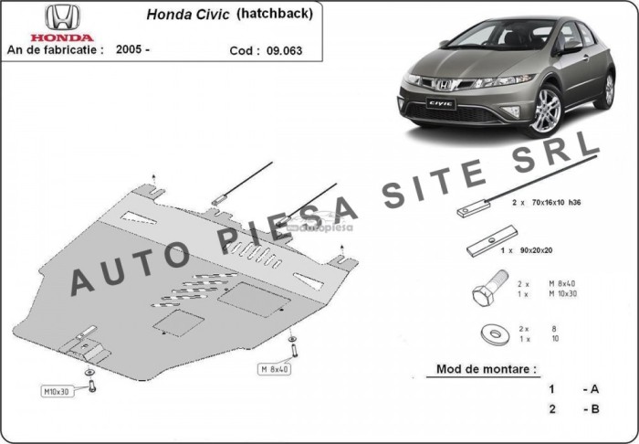 Scut metalic motor Honda Civic 8 VIII hatchback fabricata incepand cu 2005 APS-09,063