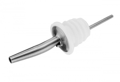 Dozator cu picurator pentru sticle cu bauturi, otel inoxidabil si cauciuc, 30 ml, 11,4 cm, alb/argintiu foto