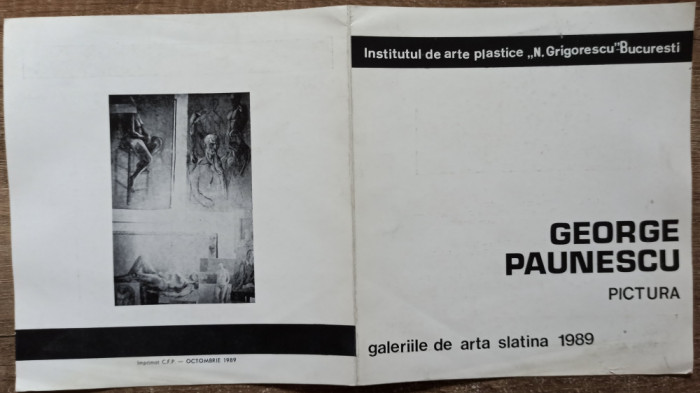 Pliant expozitie de pictura George Paunescu 1989