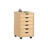 Dulapior rulant HM Nils, cu sertare, cu roti, structura lemn, natur