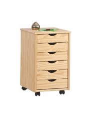 Dulapior rulant HM Nils, cu sertare, cu roti, structura lemn, natur