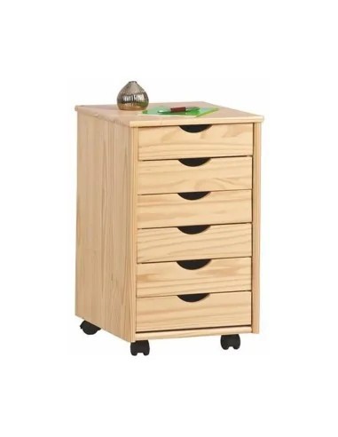 Dulapior rulant HM Nils, cu sertare, cu roti, structura lemn, natur