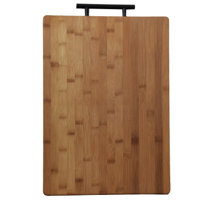 Tocator de bucatarie gros Pufo Premium din lemn de bambus cu maner din metal, maro, 45 x 32 cm foto