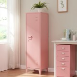 Dulap metalic roz cu cheie si 3 compartimente 137x38x38 cm [en.casa]