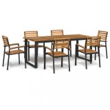 VidaXL Set mobilier de grădină, 7 piese, lemn masiv de acacia și metal