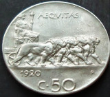 Moneda istorica 50 CENTESIMI - ITALIA, anul 1920 *cod 3400 - excelenta, Europa