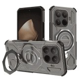 Husa Carbon Shield PRO pentru Xiaomi 15T Pro, Protectie Militara, Inel Rotativ 360, Compatibila Magnetic Auto, Fumuriu