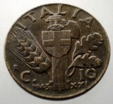 1.912 ITALIA WWII VITTORIO EMANUELE III 10 CENTESIMI 1943 R, Europa, Bronz-Aluminiu