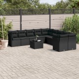 Cumpara ieftin Set canapele de grădină cu perne, 11 piese, negru, poliratan