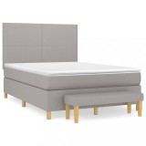 Cumpara ieftin Pat continental, gri deschis, 140x200 cm, material textil