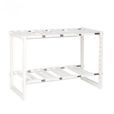 Raft pentru bucatarie cu 2 etaje, ajustabile, din metal si plastic, usor de curatat, alb