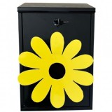 Cutie postala Vivatechnix Flower KRO-1229, otel, 400x250x100mm, Negru/Galben, 2 chei