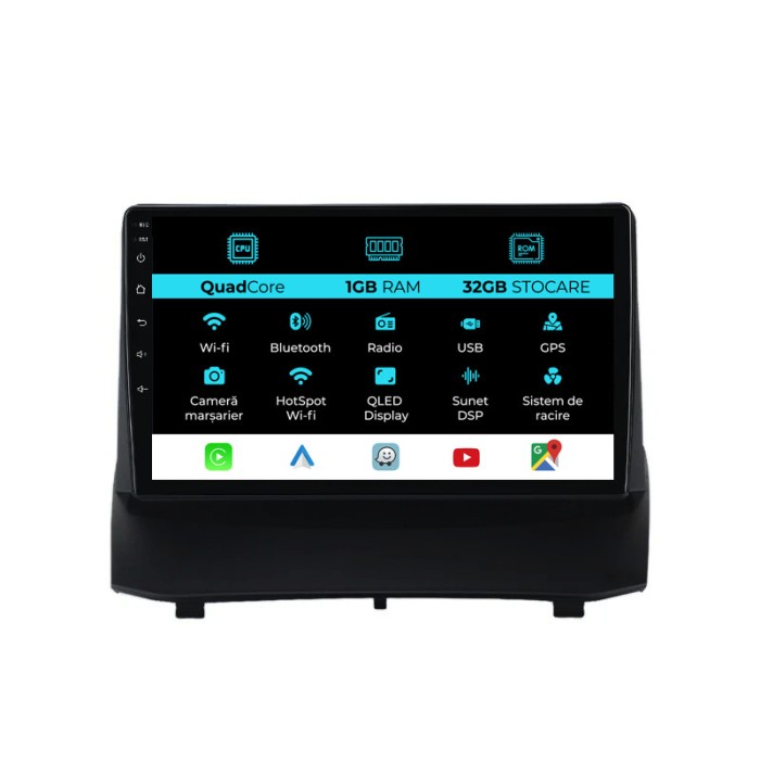 Navigatie Dedicata Ford Fiesta (2009-2017), 9Inch, 1Gb Ram, 32Gb Stocare, Carplay