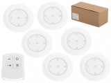Set 6 lampi LED wireless autoadezive cu telecomanda pentru scari si mobilier
