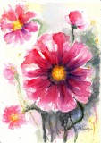 E94. Tablou original, Flori-5, 2023, acuarela pe hartie, neinramat, 21x29 cm, Avangardism, RavariuArt