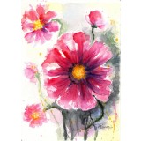 E94. Tablou original, Flori-5, 2023, acuarela pe hartie, neinramat, 21x29 cm