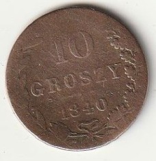 Moneda 10 groszy 1840 - Polonia, 2,9 g argint 0,192 (billon) foto