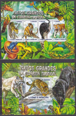 DB1 Fauna Sao Tome Feline Mari din Jungla Tigru Pantera Neagra MS + SS MNH foto