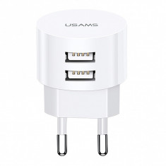 Incarcator Retea cu cablu MicroUSB - USB Type-C - Lightning Usams T20, 2 X USB, 2.1 A, Alb XTXLOGT203101