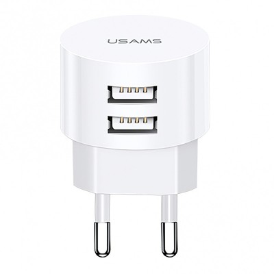 Incarcator Retea cu cablu MicroUSB - USB Type-C - Lightning Usams T20, 2 X USB, 2.1 A, Alb XTXLOGT203101 foto