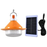 Lampa solara pentru camping, cu bec si panou solar, iluminare LED, cu senzor de lumina, alb/portocaliu