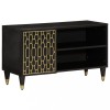 Comoda TV Gossi, 80x31.5x46 cm, Lemn Masiv Mango Negru, Stil Retro, Spatiu Depozitare, Picioare Fier