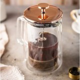 Infuzor cafea, ceai, cu piston, sticla, culoare cupru, 0,60L Klausberg