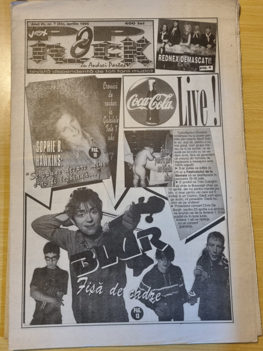 vox pop rock aprilie 1995-gyuri pascu,sophie hawkins,rednex,jazz festival