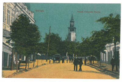 4756 - GIURGIU, street &amp;amp; Firemen Tower, Romania - old postcard - unused foto