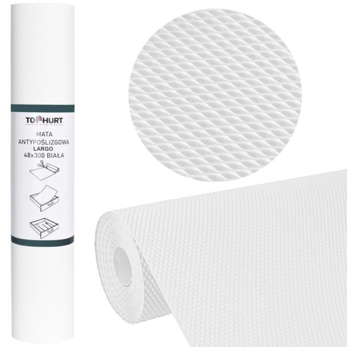 Covoras antiderapant pentru sertare bucatarie, 48x300 cm, mat, alb