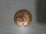 medalie bronz 80 de ani de la Proclamarea Legii Cultului Eroilor 12 IX 1919 -12 IX 1998 .Ferdinand I , Regele Romanilor .Diametru 50 mm