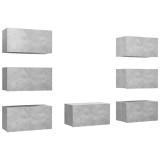 Cumpara ieftin Dulapuri TV, 7 buc, gri beton, 30,5x30x60 cm, lemn prelucrat