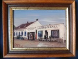 Atelierul de biciclete și motociclete Tablou tempera pe sticlă