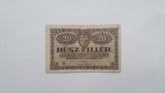 20 Filler 1920 Ungaria bancnota fileri foto