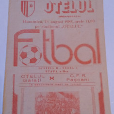 Program meci fotbal OTELUL GALATI - CFR PASCANI (18.08.1985)