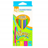 Set 24 creioane flexibile, colorate, forma hexagonala, mina 3 mm, S-Cool
