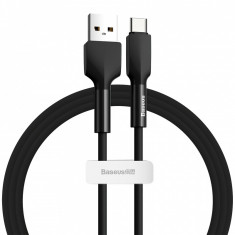 Cablu Date si Incarcare USB la USB Type-C Baseus Sillica Gel, 3A, 1 m, Negru CATGJ-01