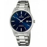 Festina Classics 20511/3 Ceas Bărbați Quartz Cadran Albastru Dată Brățară Argintie Oțel 39mm