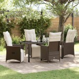 Cumpara ieftin Set de masă pentru grădină cu pernă 5 pcs Maro Rattan poli