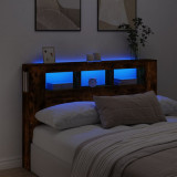 Tablie de pat cu LED, stejar fumuriu, 160x18,5x103,5 cm, lemn GartenMobel Dekor, vidaXL