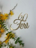 Topper din plexiglas auriu,cu textul Feri
