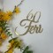 Topper din plexiglas auriu,cu textul Feri