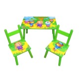 Cumpara ieftin Set masuta cu doua scaune pentru copii, din MDF, verde , 59x39x40 cm