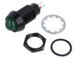 Lampă de control LED verde convexă 24-28V MARL IP67 &oslash;12,7mm