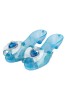 Pantofi Jucarie Fete, Model Cu Toc, Culoare Bleu, Glitter Argintiu, Fundita Inima, Marime 27, Oem