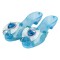 Pantofi Jucarie Fete, Model Cu Toc, Culoare Bleu, Glitter Argintiu, Fundita Inima, Marime 27