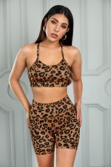 H719-99 Compleu sport/casual din top si pantaloni scurti model leopard